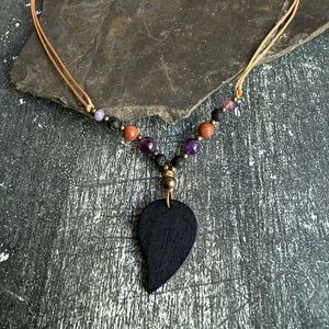 Bohemian Black and Purple Beaded Necklace